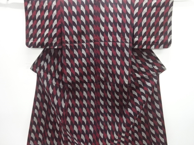 JAPANESE KIMONO / ANTIQUE HITOE KIMONO / COTTON / KURUME KASURI / GEOMETRIC